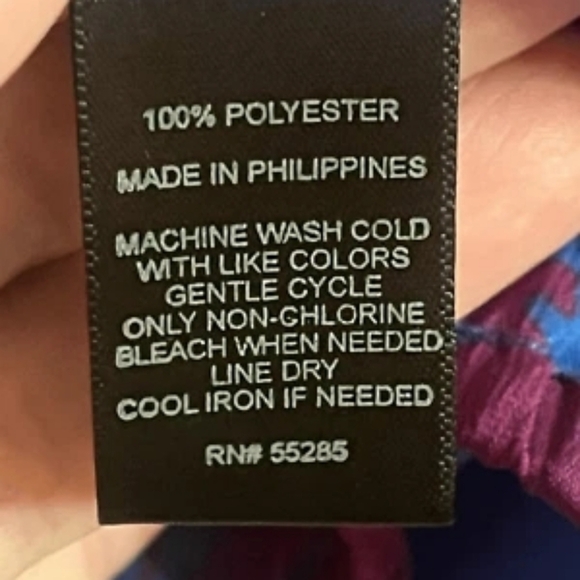 Express Blue & Magenta Sheer Abstract Peasant Blouse Size M – Boho Chic Flow Top - Picture 3 of 9